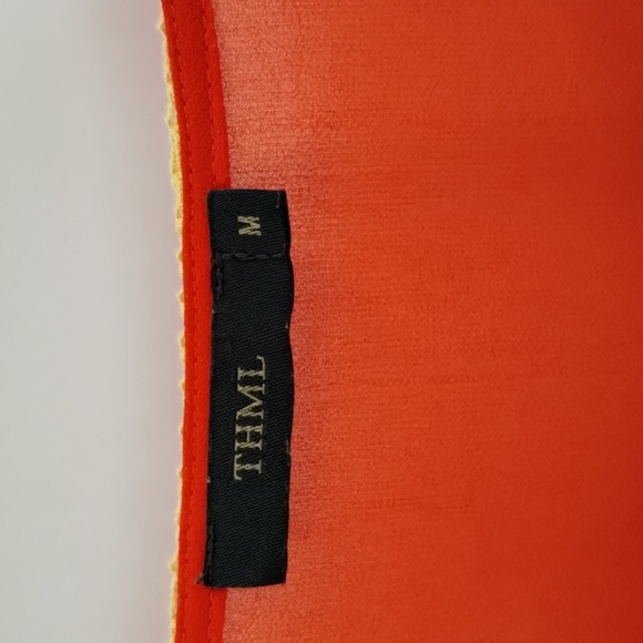 THML Anthropologie Orange Embroidered Cape Flutter Sleeve size medium sheer - Picture 5 of 10